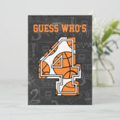 Basketball Chalkboard 4e verjaardag Kaart (Staand voorkant)