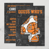 Basketball Chalkboard 4e verjaardag Kaart (Voorkant / Achterkant)