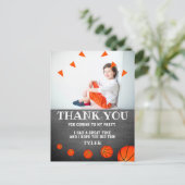 Basketball Chalkboard Birthday Foto Hartelijk dank Briefkaart (Staand voorkant)