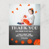Basketball Chalkboard Birthday Foto Hartelijk dank Briefkaart (Voorkant)
