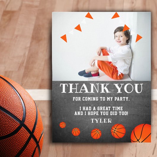 Basketball Chalkboard Birthday Foto Hartelijk dank Briefkaart
