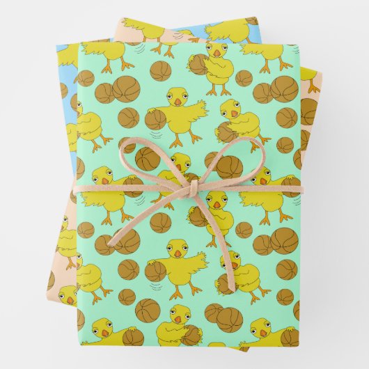 Basketball Chick Pattern Wrapping Paper Ze (In situ)