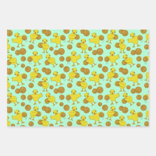 Basketball Chick Pattern Wrapping Paper Ze (Voorkant)