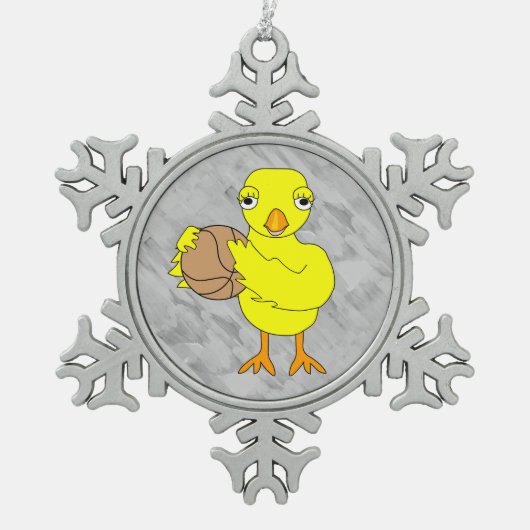 Basketball Chick Tin Sneeuwvlok Ornament (Voorkant)