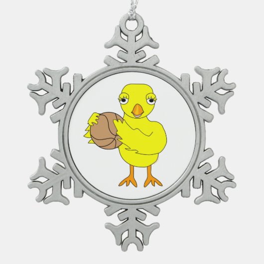 Basketball Chick Tin Sneeuwvlok Ornament (Voorkant)
