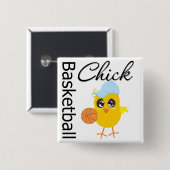 Basketball Chick Vierkante Button 5,1 Cm (Voorkant /achterkant)