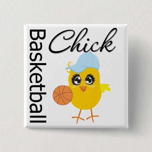 Basketball Chick Vierkante Button 5,1 Cm (Voorkant)