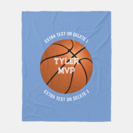Basketball Child's Name MVP/Number Extra Text Blue Fleece Deken