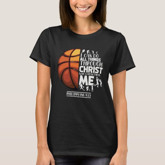Basketball Christian Saying Motivational Words Ins T-shirt (Voorkant)