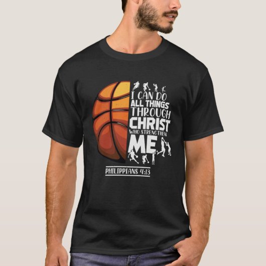 Basketball Christian Saying Motivational Words Ins T-shirt (Voorkant)