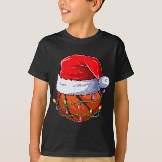 Basketball Christmas Boy Apparel, Funny Santa Srt  T-shirt (Voorkant)