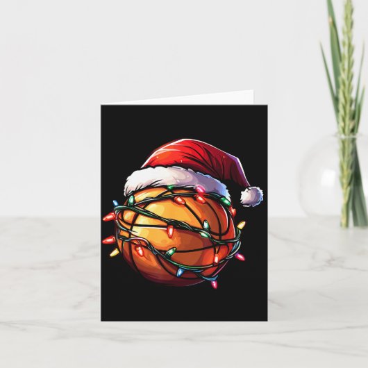 Basketball Christmas Lights Santa Hat Basketball P Kaart (Voorkant)