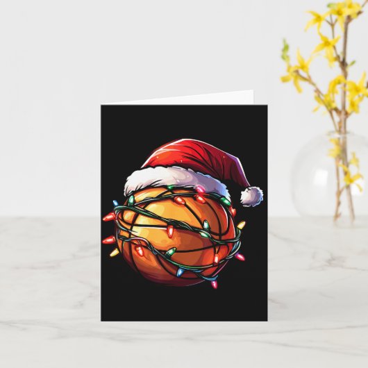 Basketball Christmas Lights Santa Hat Basketball P Kaart (Gele Bloem)