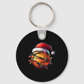 Basketball Christmas Lights Santa Hat Basketball P Sleutelhanger (Voorkant)