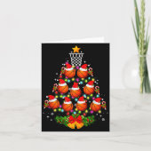 Basketball Christmas Tree Lights Red Santa Hat Xma Kaart (Voorkant)
