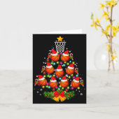 Basketball Christmas Tree Lights Red Santa Hat Xma Kaart (Gele Bloem)