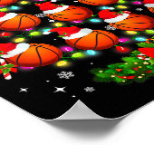 Basketball Christmas Tree Lights Red Santa Hat Xma Poster (Hoek)