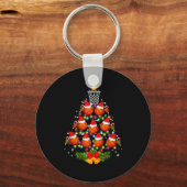 Basketball Christmas Tree Lights Red Santa Hat Xma Sleutelhanger (Voorkant)