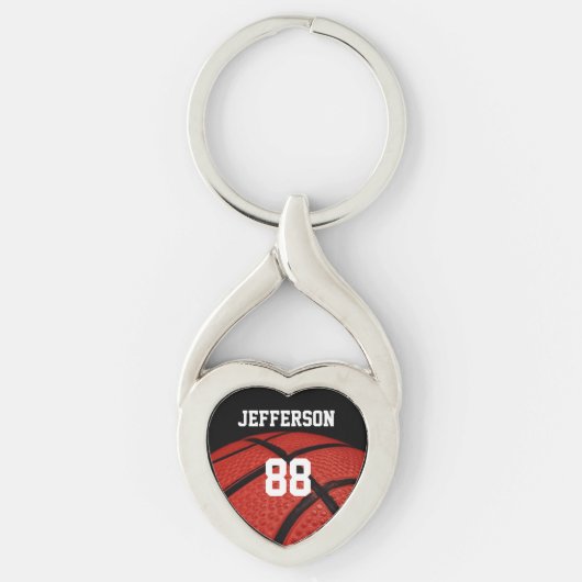 Basketball Close-up custom name and number Sleutelhanger (Voorkant)