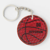 Basketball Close-up custom name and number Sleutelhanger (Voorkant)