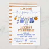 Basketball Clotheline Birthday Kaart (Voorkant / Achterkant)