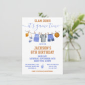 Basketball Clotheline Birthday Kaart (Staand voorkant)