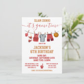 Basketball Clotheline Birthday party Invitation Kaart (Staand voorkant)