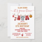 Basketball Clotheline Birthday party Invitation Kaart (Voorkant)
