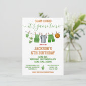 Basketball Clotheline Birthday party Invitation Kaart (Staand voorkant)