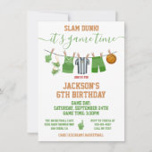 Basketball Clotheline Birthday party Invitation Kaart (Voorkant)