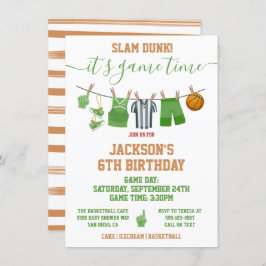 Basketball Clotheline Birthday party Invitation Kaart
