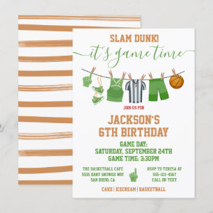 Basketball Clotheline Birthday party Invitation Kaart