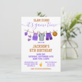 Basketball Clotheline Birthday party Invitation Kaart (Staand voorkant)