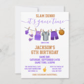 Basketball Clotheline Birthday party Invitation Kaart (Voorkant)