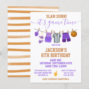 Basketball Clotheline Birthday party Invitation Kaart