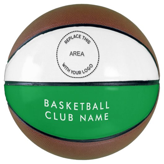 Basketball Club Naam Logo Groen Wit of Elke kleur Basketbal (Voorkant)