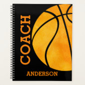 Basketball Coach - Aangepast Sinaasappel en zwart Planner (Voorkant)
