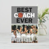 Basketball Coach Best Ever Custom Foto Hartelijk d Bedankkaart (Staand voorkant)