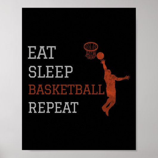 Basketball Coach Eat Sleep Basketball Repeat Baske Poster (Voorkant)