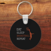 Basketball Coach Eat Sleep Basketball Repeat Baske Sleutelhanger (Voorkant)