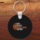 Basketball Coach Eat Sleep Basketball Repeat Baske Sleutelhanger (Voorkant)