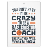 Basketball Coach Funny Crazy Quote Klembord (Achterkant)