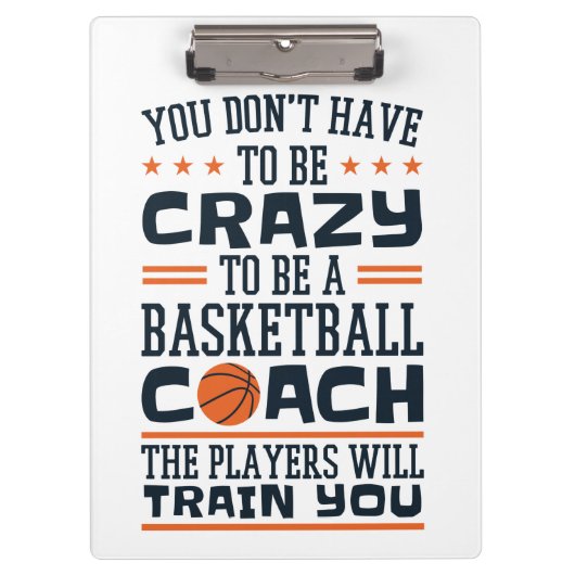 Basketball Coach Funny Crazy Quote Klembord (Voorkant)