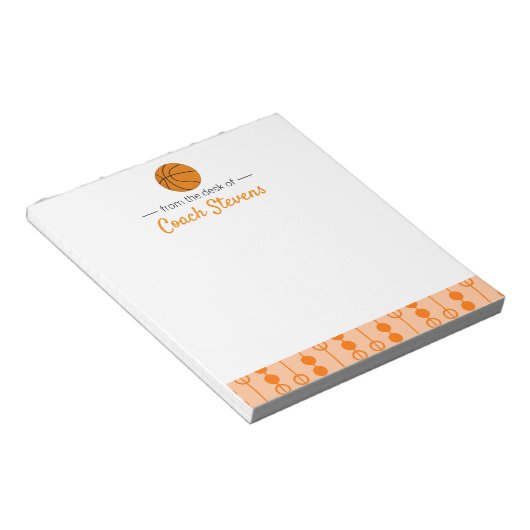 Basketball Coach Gift Oranje Black Stationery Notitieblok (Schuin)