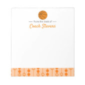 Basketball Coach Gift Oranje Black Stationery Notitieblok (Voorkant)