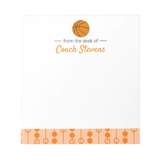 Basketball Coach Gift Oranje Black Stationery Notitieblok (Voorkant)