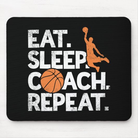 Basketball Coach Herhaal Assistant Eat Sleep Muismat (Voorkant)