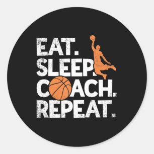 Basketball Coach Herhaal Assistant Eat Sleep Ronde Sticker