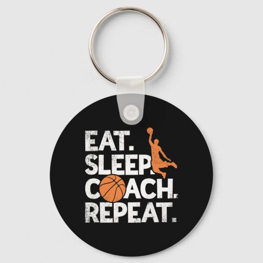 Basketball Coach Herhaal Assistant Eat Sleep Sleutelhanger (Voorkant)