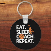 Basketball Coach Herhaal Assistant Eat Sleep Sleutelhanger (Voorkant)